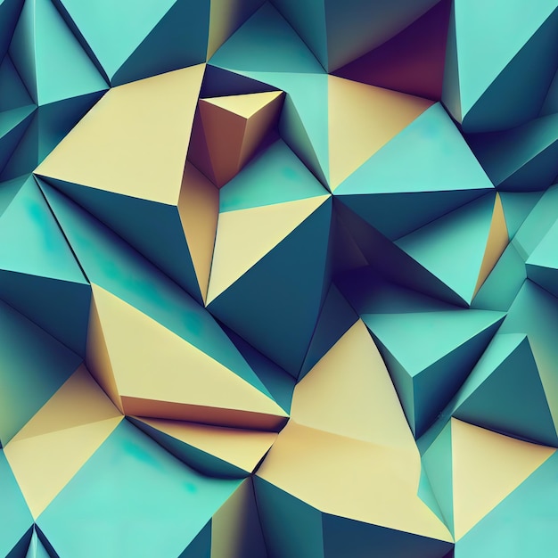 Seamless pattern abstract polygonal mosaic background consisting of triangles of different sizes and colors 3d render illustration in low poly style