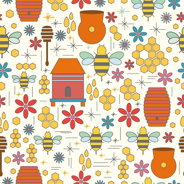 seamless pattern apiary