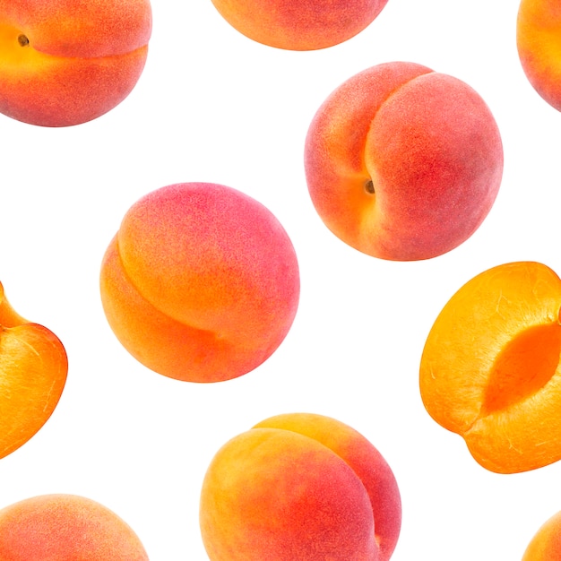 Seamless pattern. Apricot isolated on white background