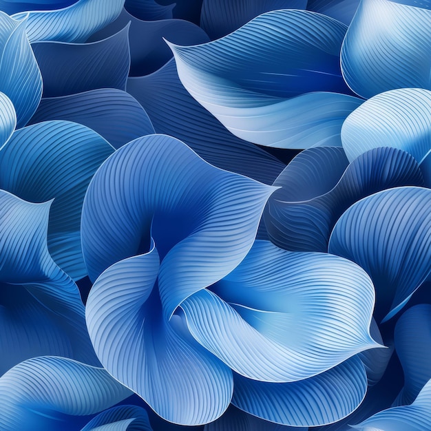 seamless pattern of blue rose petals arranged in a seamless and dynamic composition