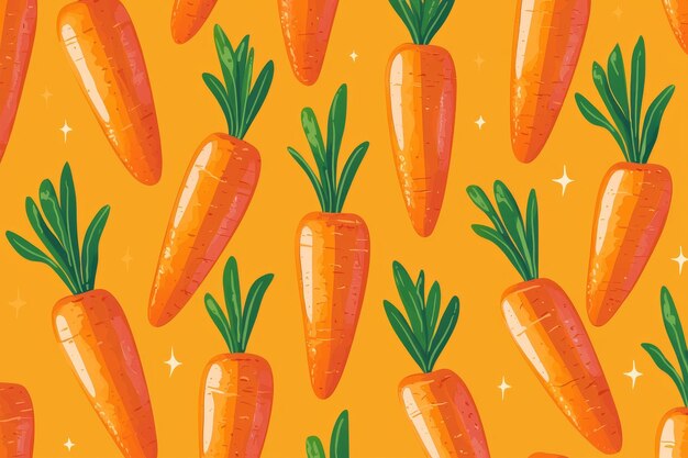 Photo seamless pattern of carrots on orange background