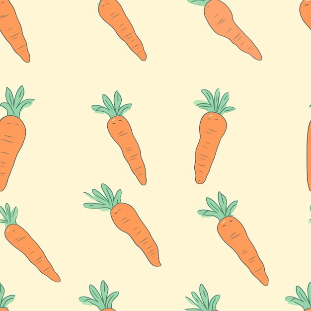 A seamless pattern of carrots on a yellow background.