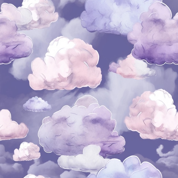 Seamless pattern of clouds in the sky with the words clouds.