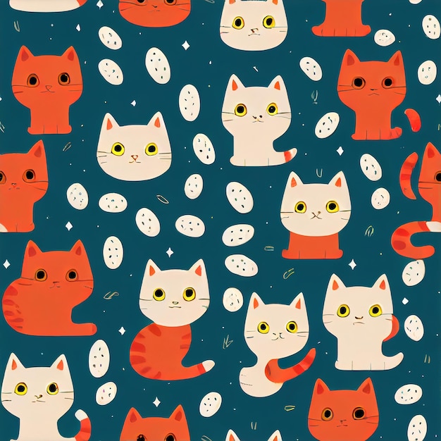 Seamless pattern of cute cats