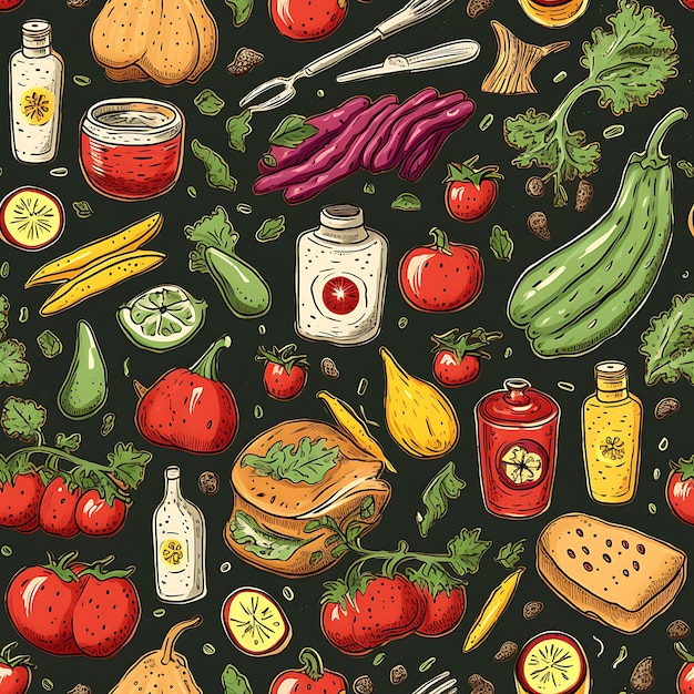 seamless pattern of delicious food clean look very tasty