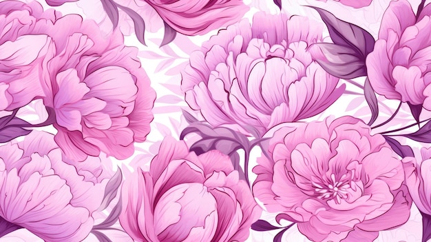 seamless pattern of ethereal peonies backgrounds illustrations