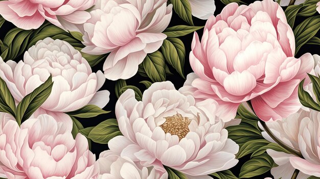 Photo seamless pattern of ethereal peonies backgrounds illustrations