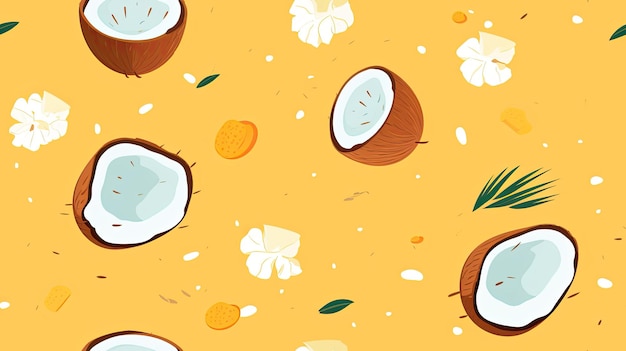 seamless pattern of exotic coconuts backgrounds illustrations