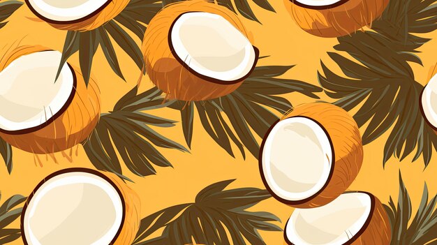 seamless pattern of exotic coconuts backgrounds illustrations