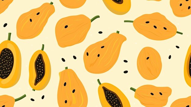 seamless pattern of exotic papayas backgrounds illustrations