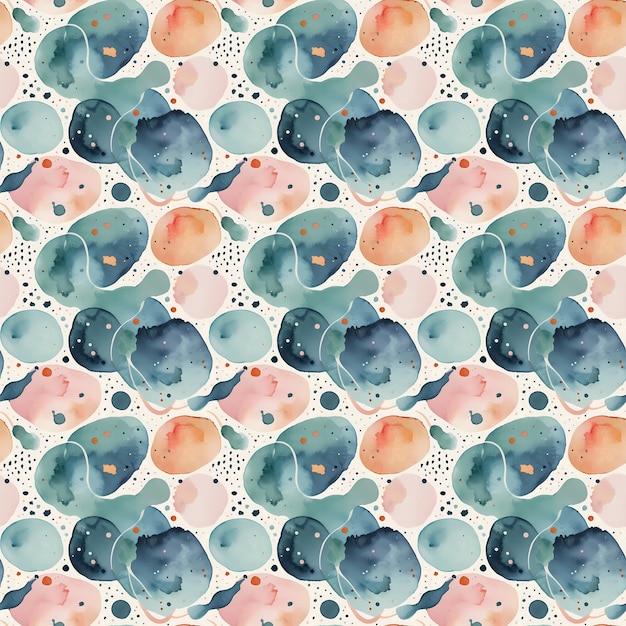 Photo a seamless pattern featuring abstract watercolor shapes and splashes in soft