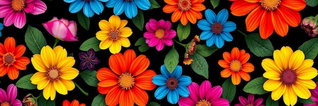 Photo seamless pattern featuring colorful flowers on a light background