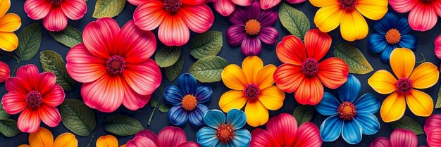 Seamless pattern featuring colorful flowers on a light background