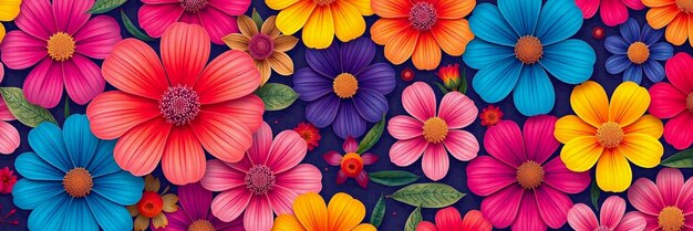 Photo seamless pattern featuring colorful flowers on a light background