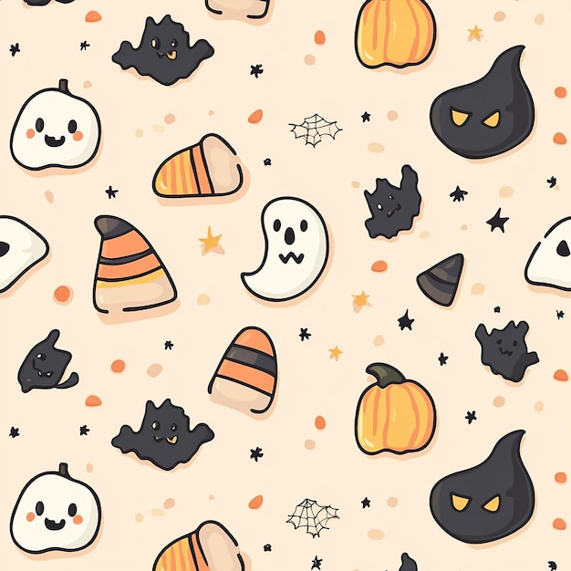 Photo seamless pattern featuring halloween themed items