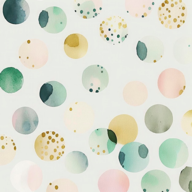 A seamless pattern featuring softly painted watercolor dots in various sizes in a peaceful and dreamy color palette Watercolor Dots Pattern Abstract Art watercolor pattern Generate Ai