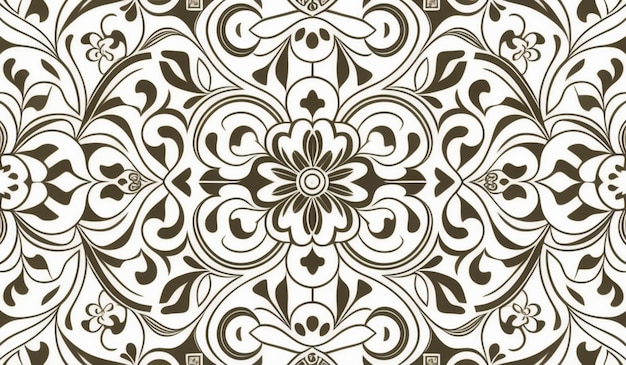 Photo a seamless pattern of floral motifs on a brown background