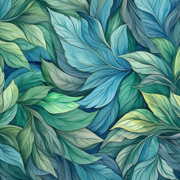 Seamless pattern of fresh green foliage leaves in the background Ideal for ecofriendly designs Generative AI