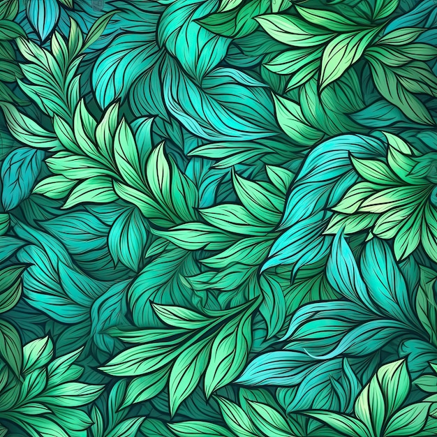 Seamless pattern of fresh green foliage leaves in the background Ideal for ecofriendly designs Generative AI