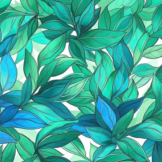 Seamless pattern of fresh green foliage leaves in the background Ideal for ecofriendly designs Generative AI