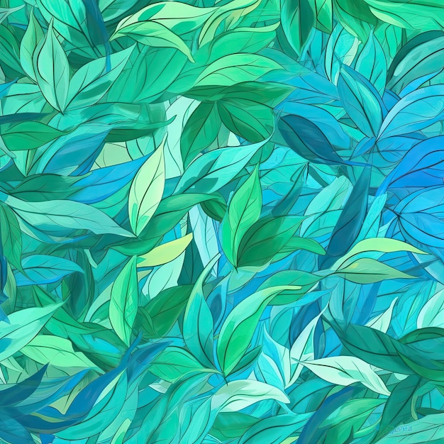 Seamless pattern of fresh green foliage leaves in the background Ideal for ecofriendly designs Generative AI