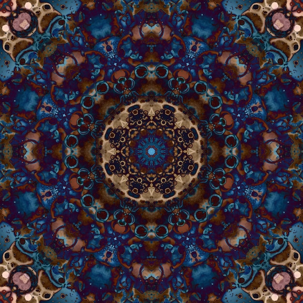 Seamless pattern of geometric flowers Space texture Kaleidoscope