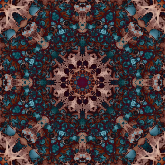 Seamless pattern of geometric flowers Space texture Kaleidoscope