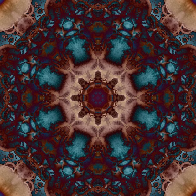 Seamless pattern of geometric flowers Space texture Kaleidoscope