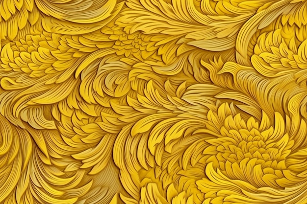 Seamless pattern of golden chrysanthemum flowers