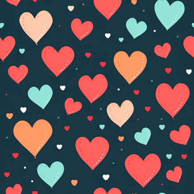 Seamless pattern of hearts on a dark background generative ai