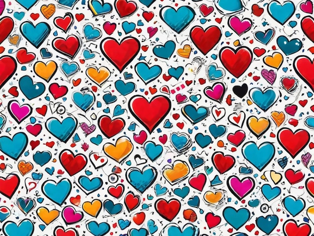 Seamless pattern of hearts on white background