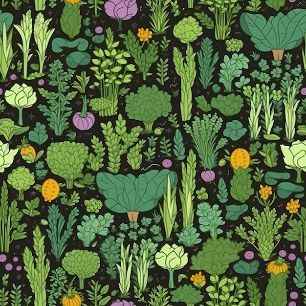 seamless pattern herbs and greenery