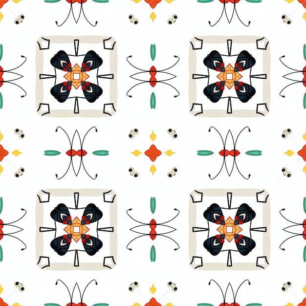 Seamless pattern illustration in traditional style like Portuguese tiles