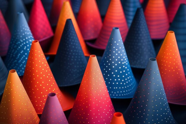 Photo a seamless pattern of isometric cones with a gradient fill transitioning from light to dark