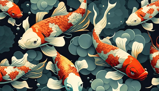 Seamless pattern koi fish vector illustration Made by AIArtificial intelligence