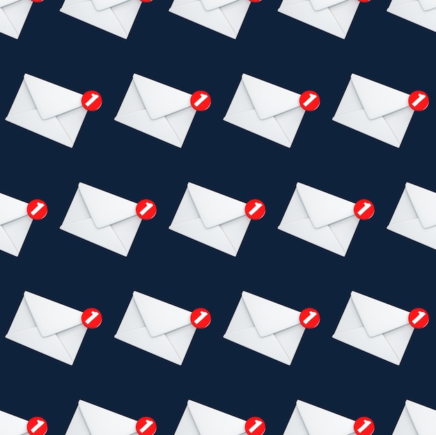 Seamless pattern mail notification one new email message in the inbox concept