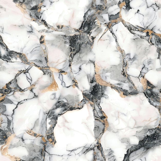 Photo seamless pattern of marble texture with gold accents