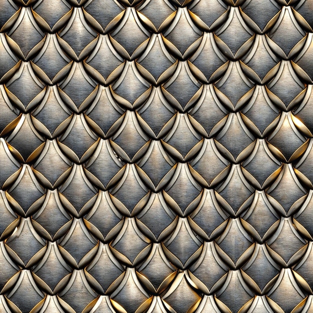 Seamless Pattern of Metalic armor a close up of a pattern of a diamond shaped metal sheet