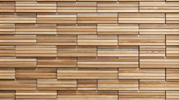 Photo seamless pattern of modern wall covering with light brown wooden slats