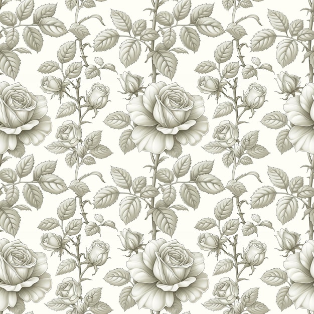 Photo seamless pattern monochromatic contour drawings of flowers