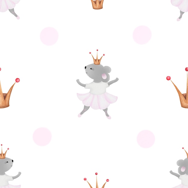 seamless pattern mouse ballerina cute pattern with a mouse in a skirt for little princesses