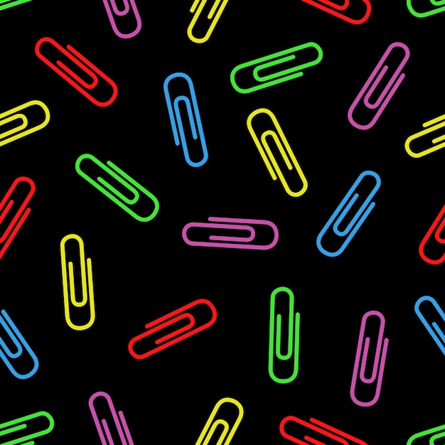 Seamless pattern of multi colored paper clips