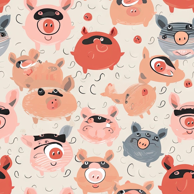 Seamless Pattern of Pig