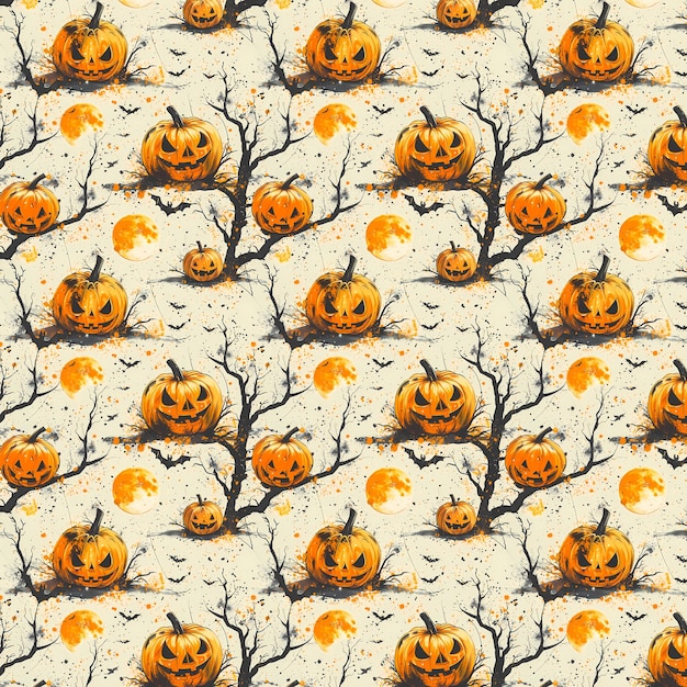 a seamless pattern of pumpkins and branches with the words pumpkins on them halloween