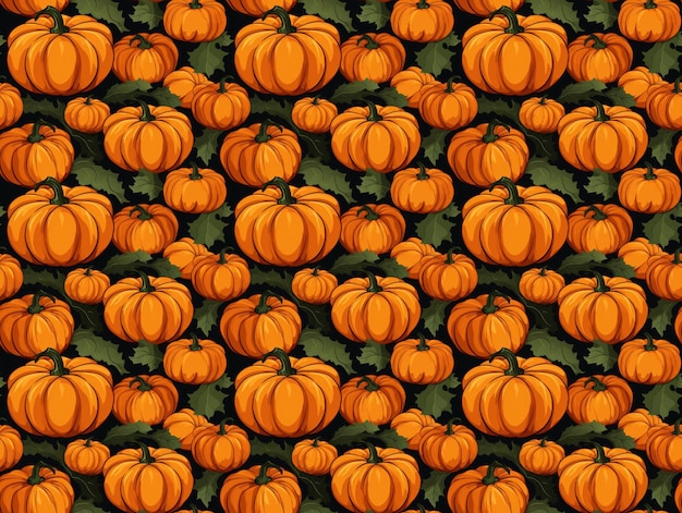 Seamless pattern of pumpkins