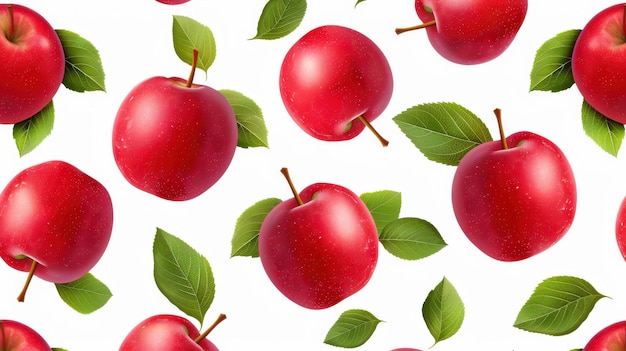 Seamless pattern of red apples isolated on a white background for a vibrant and fresh design