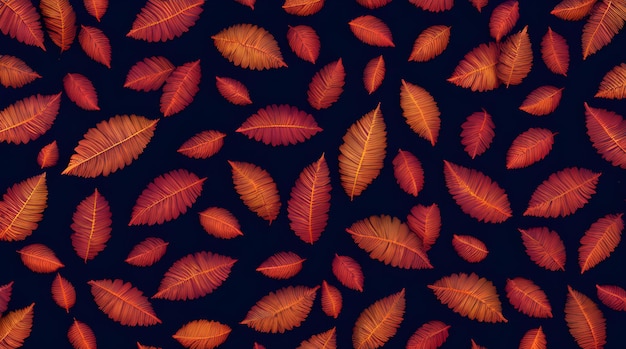 A seamless pattern of red leaves with the word autumn on the bottom.