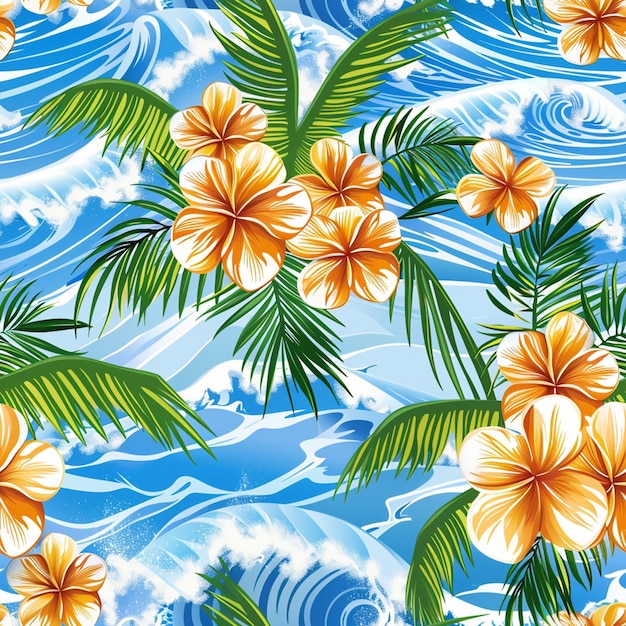 Photo seamless pattern sea and coconut tree of shirt hawaii style