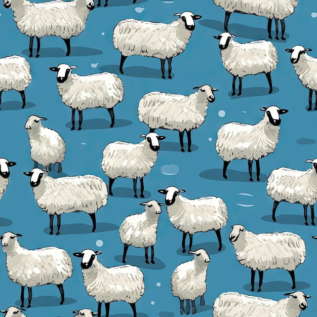 Seamless Pattern of sheep