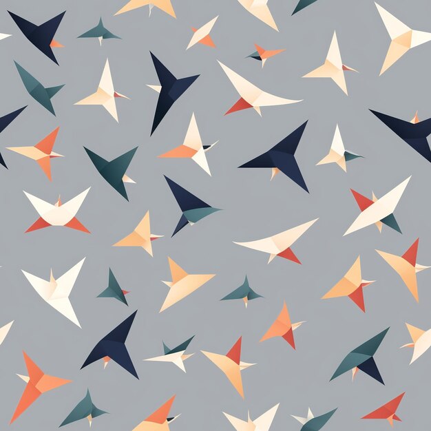 A seamless pattern showcasing stylized origami shapes